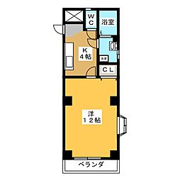 シャンポール南 1Kの間取図画像