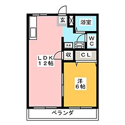 ラフォーレ2 1LDKの間取図画像
