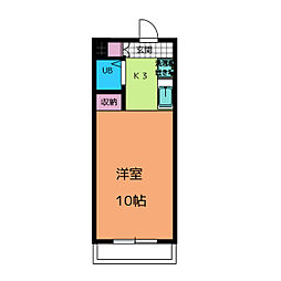 ダイヤモンドスクエア前橋 2階ワンルームの間取り