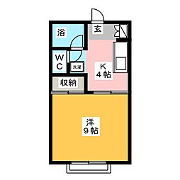 ロイヤル大嶋Ｂ 1階1Kの間取り