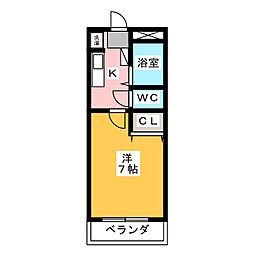 高山マンション 1Kの間取図画像