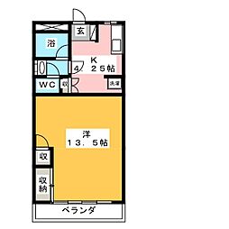 ベル&MKハイツ 2階1DKの間取り