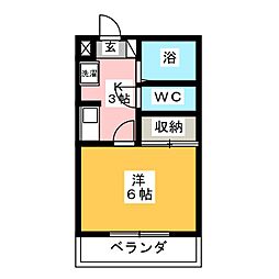 コーポ東日本II 1階1Kの間取り