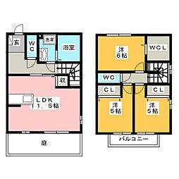 グランテラス三俣 1階3LDKの間取り