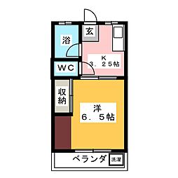 柳ハイツ 1Kの間取図画像