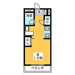 セントラルメゾン 2階ワンルームの間取り