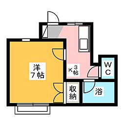 第3ロイヤル大嶋 1Kの間取図画像