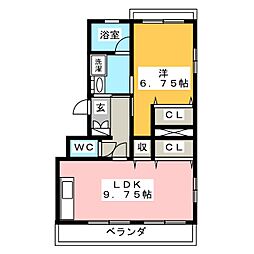 丸田マンションB 1LDKの間取図画像