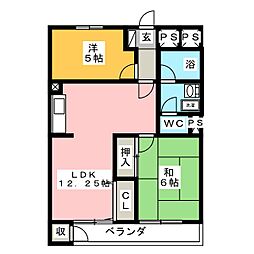 グリーンハイツ今井 2LDKの間取図画像