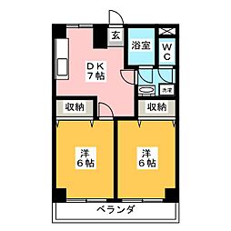 グリーンハイツ今井 2DKの間取図画像