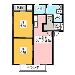 パティオC 2LDKの間取図画像