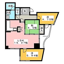 クラウンズマンション末広 3階3LDKの間取り