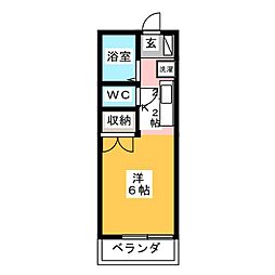パーソンズ 1階ワンルームの間取り
