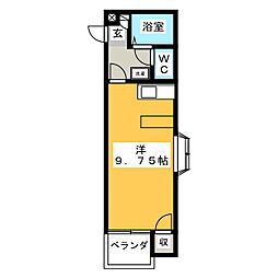 エクセラン高崎東 1階ワンルームの間取り