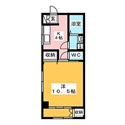 イクステンション 2階1Kの間取り
