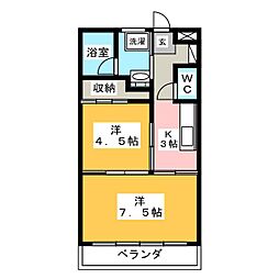 ブレーンハイム柴山 2階2Kの間取り