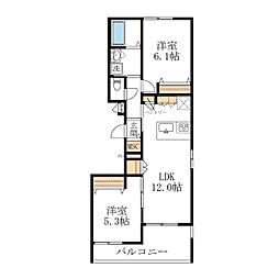 ｍａｉｓｏｎ　Ｓｕｎ　Ｂｒｉｄｇｅ 301 3階2LDKの間取り