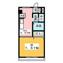 グランドキャニオン 4階1DKの間取り