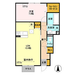 スクエアＢ 1階1LDKの間取り