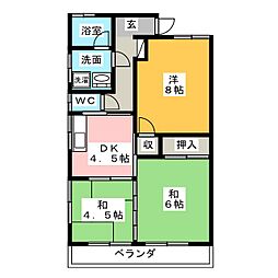 オリエンタルコーポ小林B 1階3DKの間取り