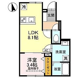 （仮称）高崎市金古町アパート　Ｂ 103 1階1LDKの間取り