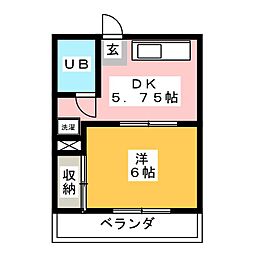 鶴見町パークハイツ 1DKの間取図画像