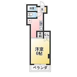 恵マンション 1Kの間取図画像