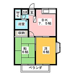 エステートピア松原 2DKの間取図画像