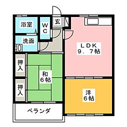 ヴィレッジなかざわ棟高B 2LDKの間取図画像