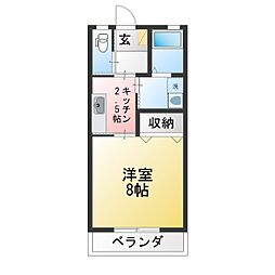 TEIARAコーポ 1Kの間取図画像