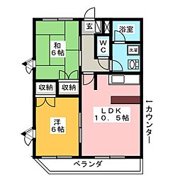 フォーレストハウス 2LDKの間取図画像