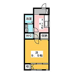 イクステンション 1Kの間取図画像