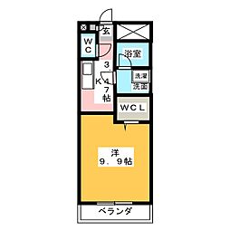 KDRESIDENCE2 1Kの間取図画像