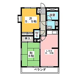 ライブパレス花水木 2階3Kの間取り