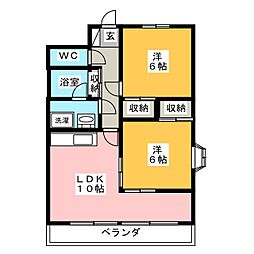グラントレックI 2階2LDKの間取り