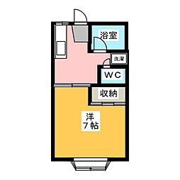グリーンコーポラスC 1Kの間取図画像