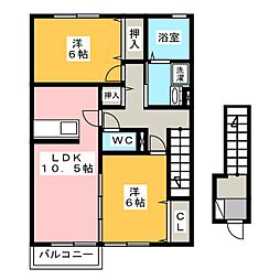 セレーナ 2階2LDKの間取り
