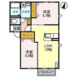 ヴィラ・ブルーノ　Ｇ 1階2LDKの間取り