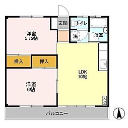 マブチハイツA 2LDKの間取図画像