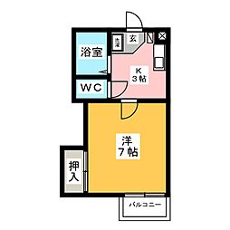 どーむSAKURA 1Kの間取図画像