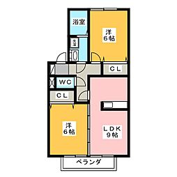 フリージアM 2LDKの間取図画像