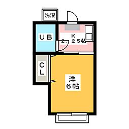 コーセーコーポ 1Kの間取図画像