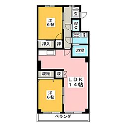マンション・ケストB 2LDKの間取図画像