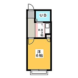 ドリームハウス下植木B 1Kの間取図画像