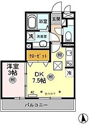 エピナールE 1DKの間取図画像