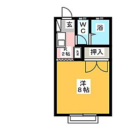 ヒルズ13A 1Kの間取図画像