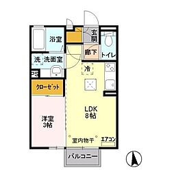 レグルス 1LDKの間取図画像