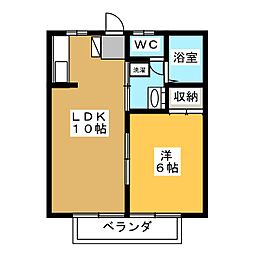 リヴィエラB 1LDKの間取図画像