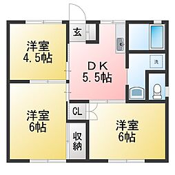 サンハイツC棟 3DKの間取図画像