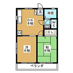 グランドソレーユ 2DKの間取図画像